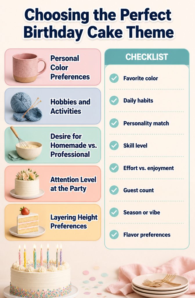 An information graphic about choosing a birthday cake theme.