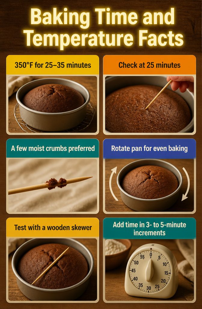 6 Types of 6 Inch Tall Cake: Vanilla, Chocolate, Banana, Funfetti & More 10 Baking time and temperature guidelines for 6 inch cakes.