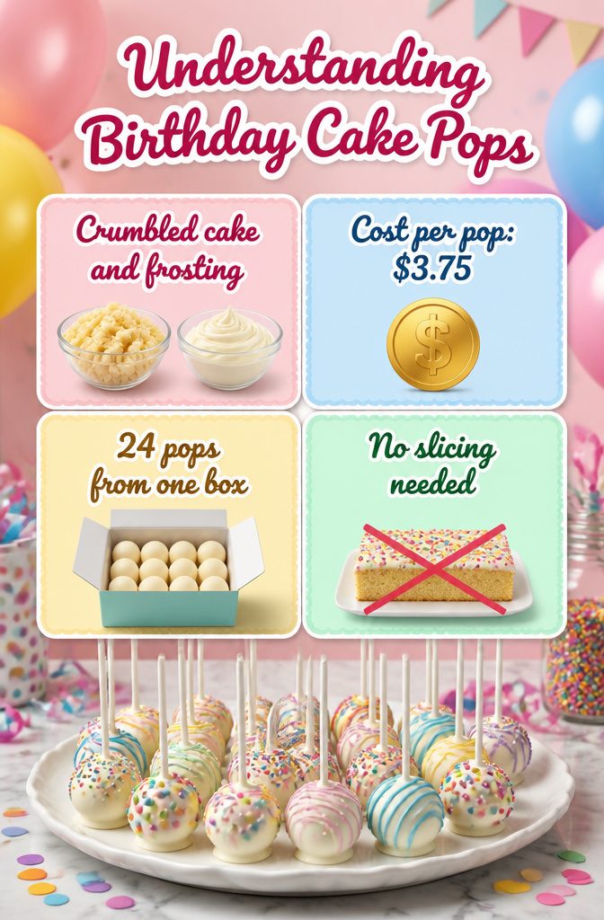 Birthday Cake Pops: Recipe, Decorating Ideas and Flavor Variations 2 An infographic explaining what birthday cake pops are.