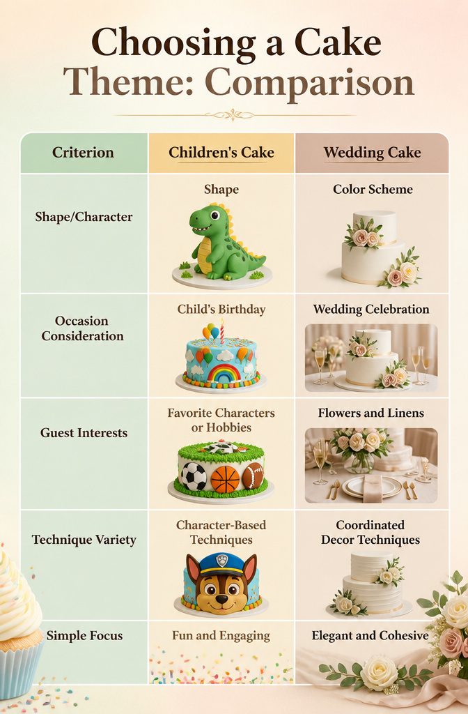 10 Cake Decorating Pictures and Ideas for Every Skill Level 14 An informational image on selecting a cake theme for decorations.