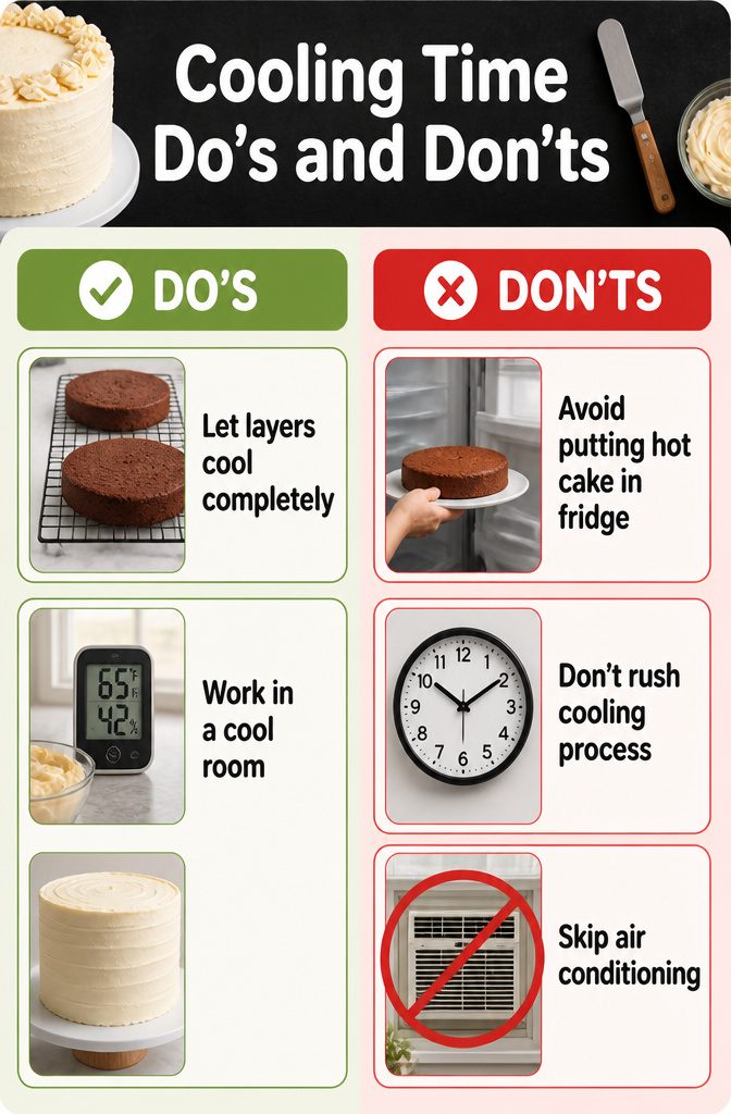 10 Cake Decorating Pictures and Ideas for Every Skill Level 15 An image detailing the importance of cooling time for cakes.