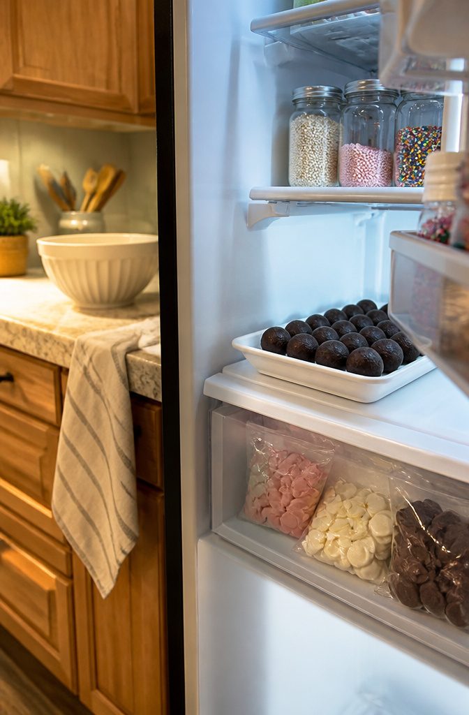 Cake Pop Flavors Recipe: Vanilla Base With 2 Easy Variations 8 Tray of cake balls cooling in the refrigerator.