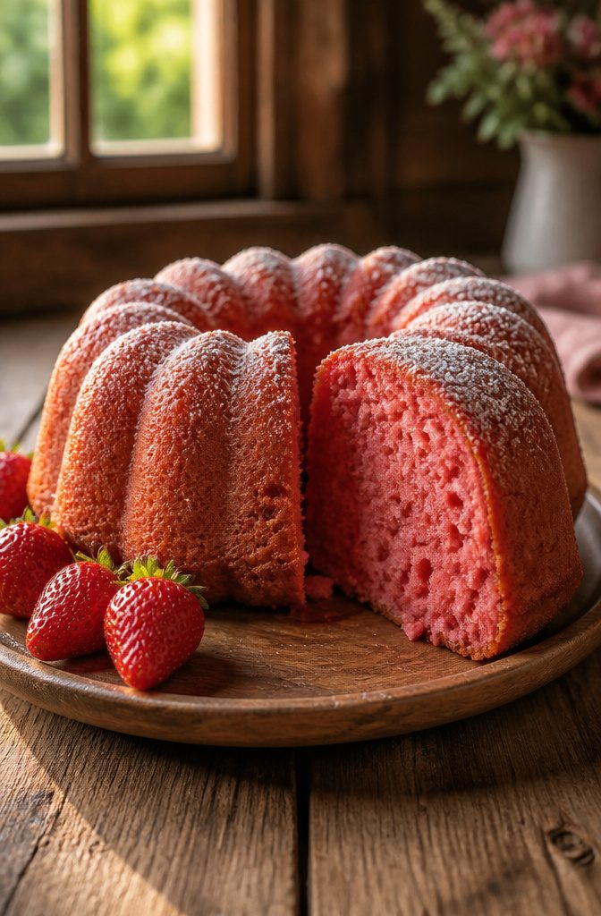 10 Dark Pink Cake Ideas for Birthdays, Showers and Celebrations 2 Strawberry cake with a deep pink hue made from fresh fruit.