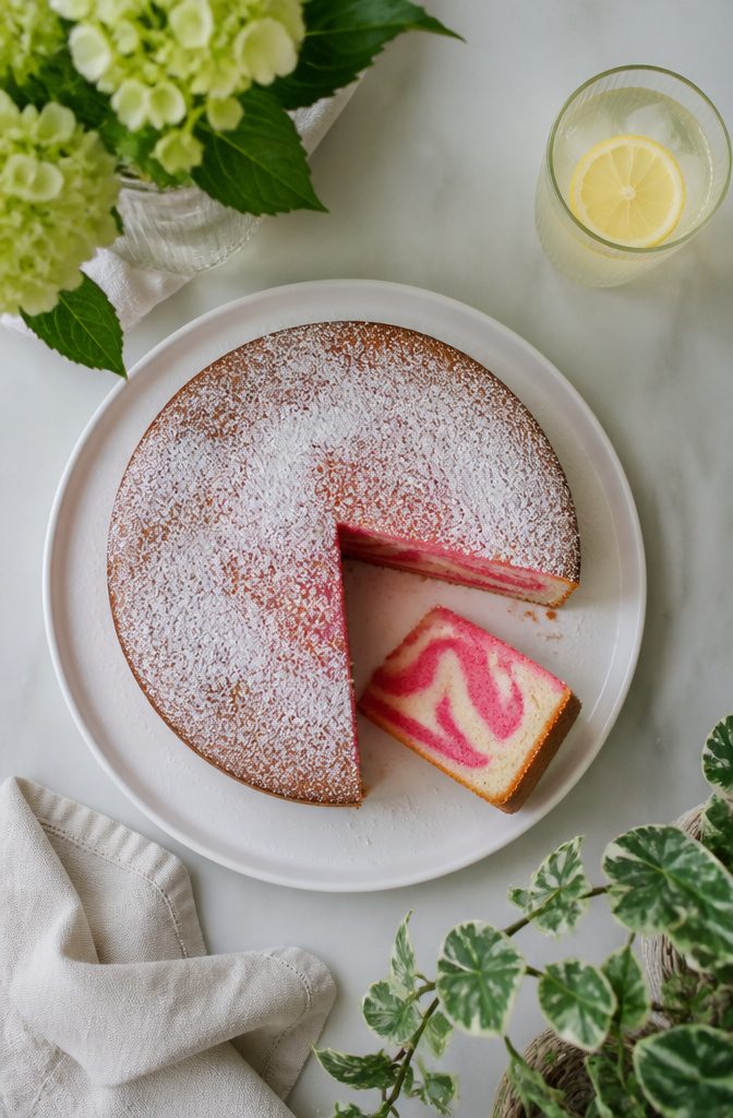 10 Dark Pink Cake Ideas for Birthdays, Showers and Celebrations 7 Pink marble cake with dark pink and white marbled patterns inside.