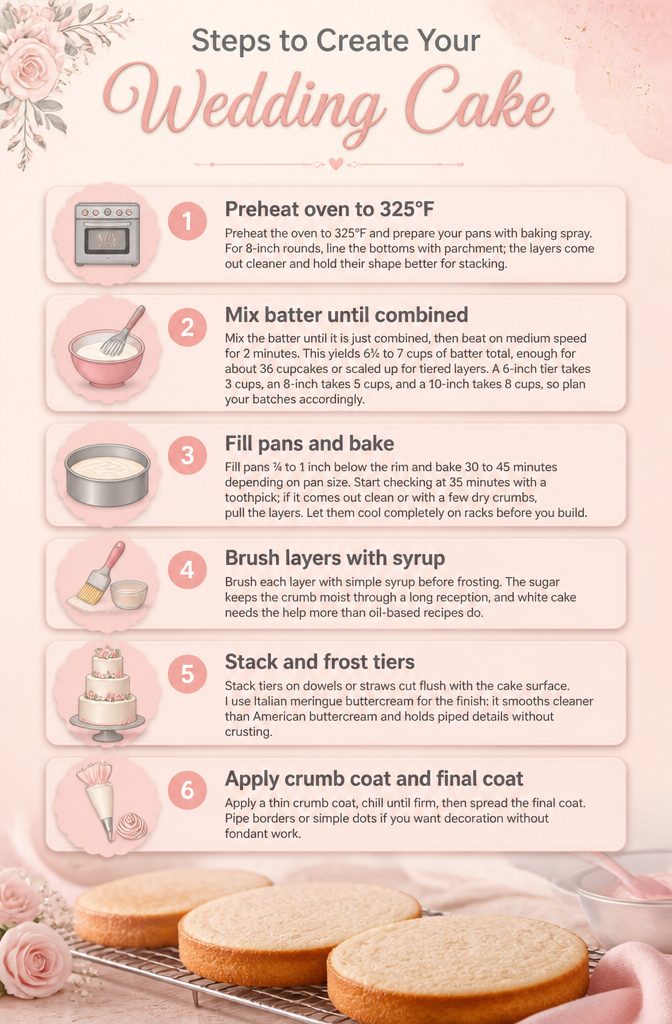 Elegant White Wedding Cake Recipe 3 Instructions for baking a wedding cake.