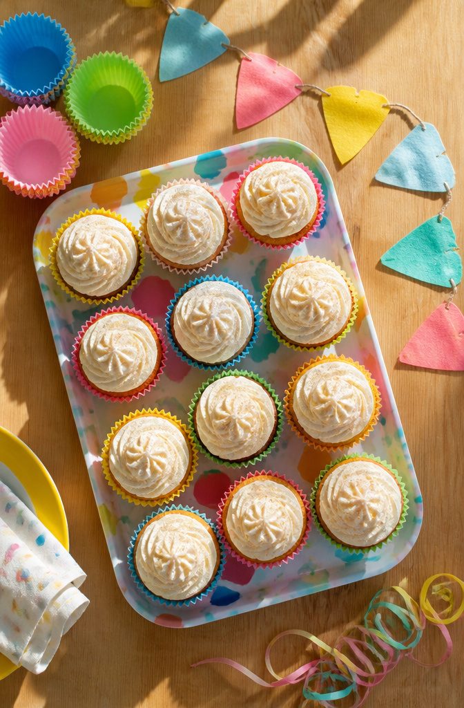 First Birthday Cake: Smash, Natural, Dairy-Free and More Options 8 A batch of colorful cupcakes ready for a birthday party.