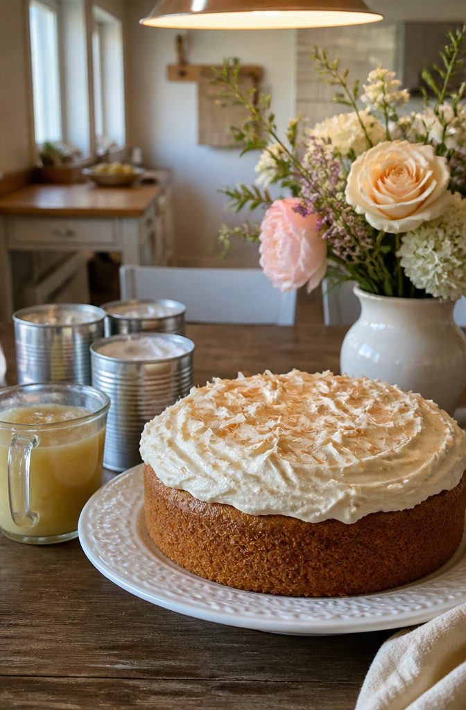 First Birthday Cake: Smash, Natural, Dairy-Free and More Options 4 A moist dairy-free cake displayed on a farmhouse table.