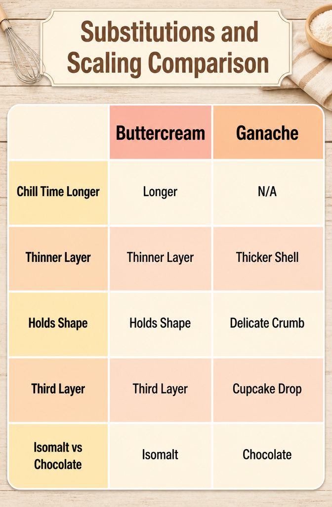 Gravity-Defying Cake Tutorial with Internal Structure Guide 10 Comparison of ingredient substitutions and scaling for cakes.