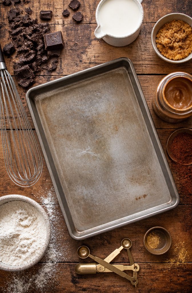 Ingredients for a Marie Antoinette cake, including dark chocolate and cream.