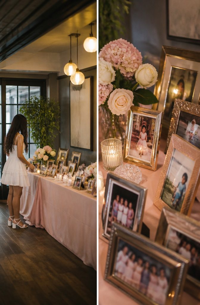 16 Sweet Sixteen Birthday Party Ideas for an Unforgettable Celebration 11 A photo timeline showcasing memories and milestones of the birthday girl.